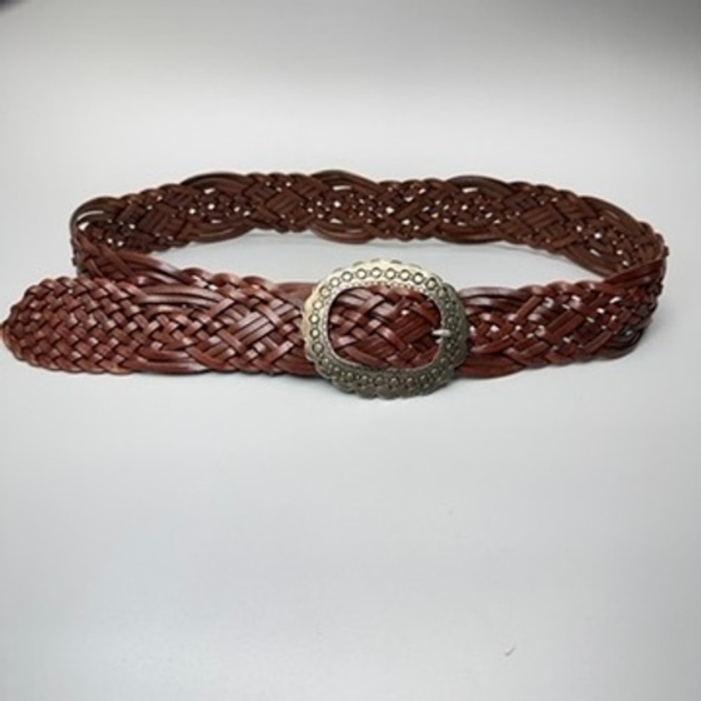 Saks Fifth Avenue Womens Braided Leather Belt Size L 40" Concho Southwestern